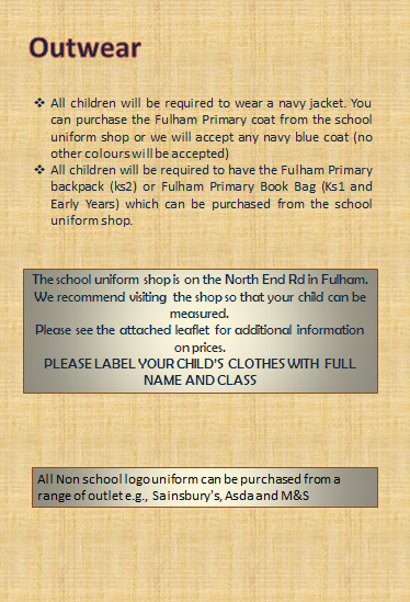 Uniform Parents Fulham Primary School