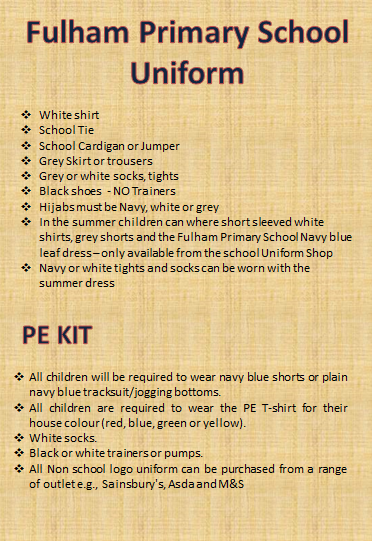 Uniform Parents Fulham Primary School